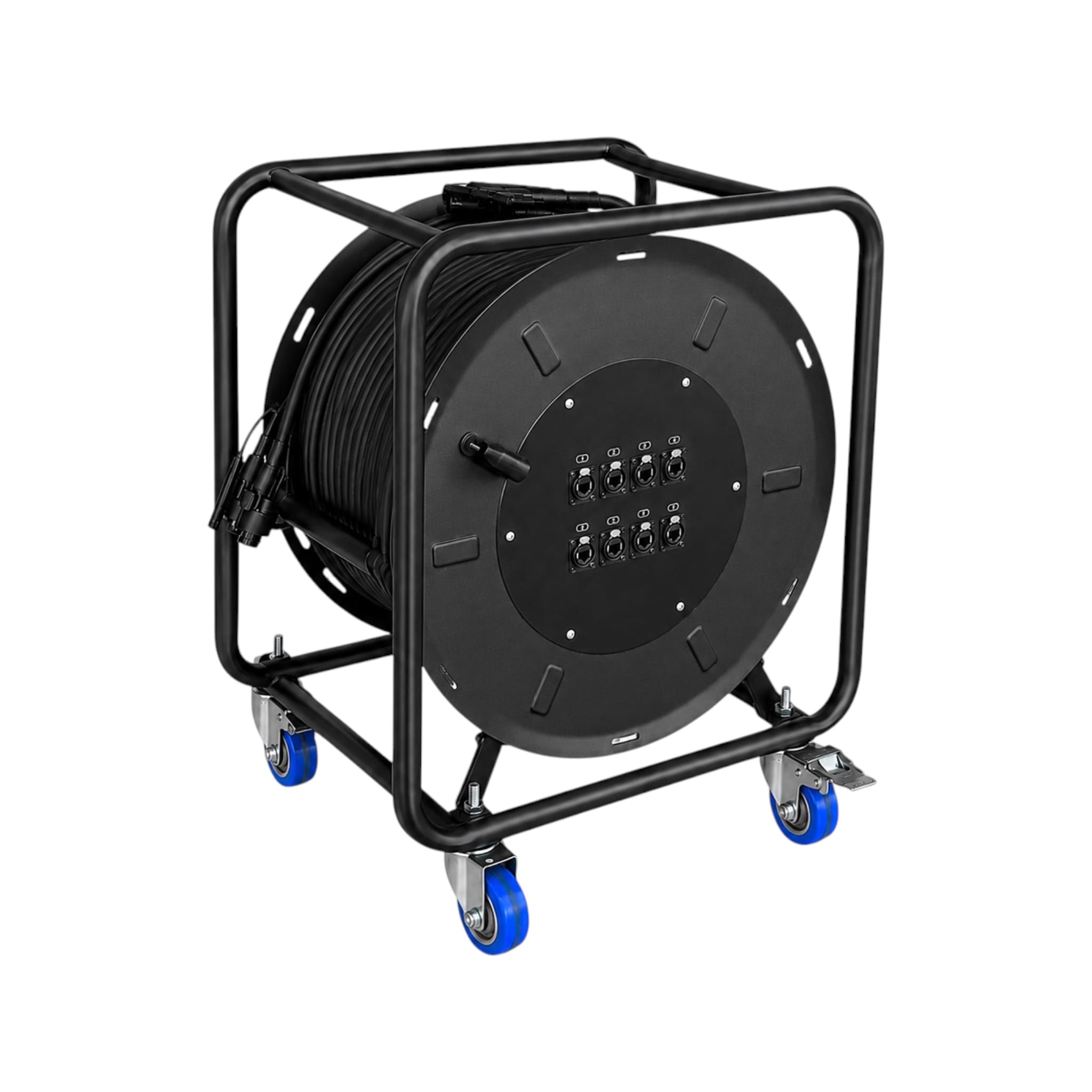 Ruzzola Miner 8 Canali Cat6 60m con connessioni RJ45 Ethercon schermate per trasmissione dati audio, luci e video in ambito professionale.